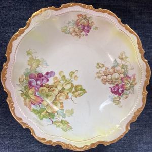Vintage Empire China Serving Bowl Gold Rim  with Grapes 10.5”